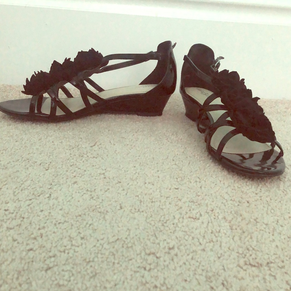 Black wedge sandals East 5th size 6.5